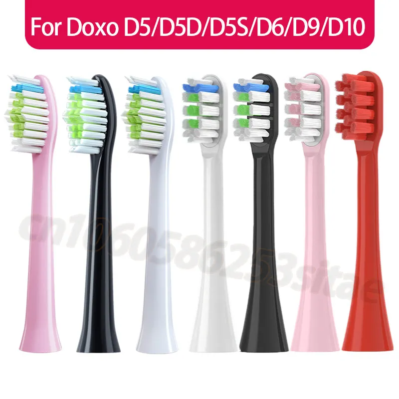 4Pcs For DOXO D5/D5S/D5X/D8/D8X/D8Z/D9/D10 Replacement Brush Smart Electric ToothBrush Nozzles DuPont Toothbrush Heads With Caps