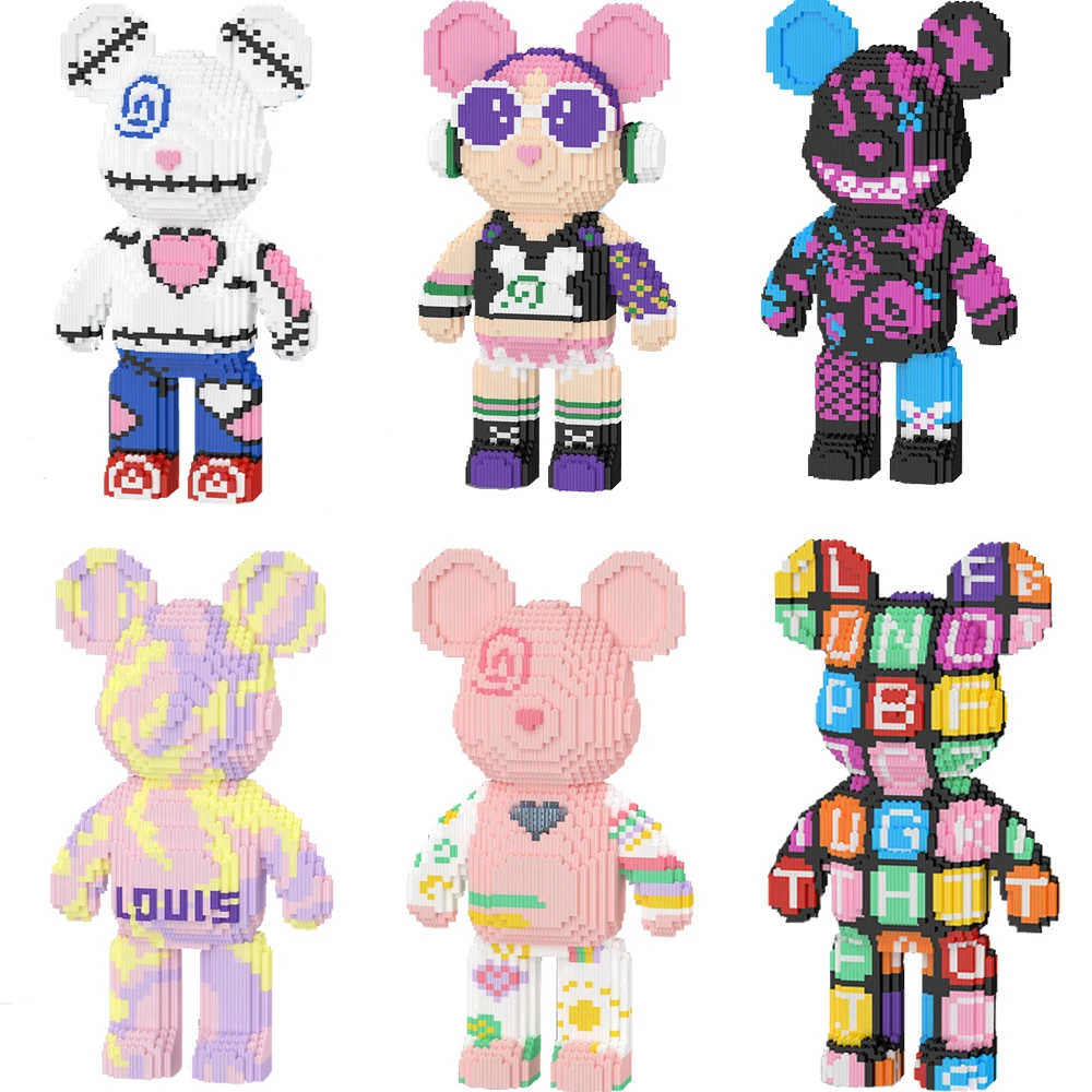 

Bearbricks Connection Building Blocks Cool Letter 3D Model Fluid Color 45cm Diamond Bricks Figure Toy For Kids