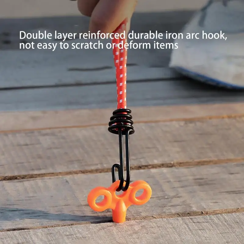 6mm Elastic Drawstring Hook Nail Hooks Pull Rope Buckle Tents Camping Rubber Wind Cord Bungee Cords