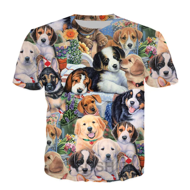 

2023 Summer 3D Men's and Women's Cute Animal Painting Series Printed T-shirt Casual Round Neck Short Sleeve Top T-shirt Clothing