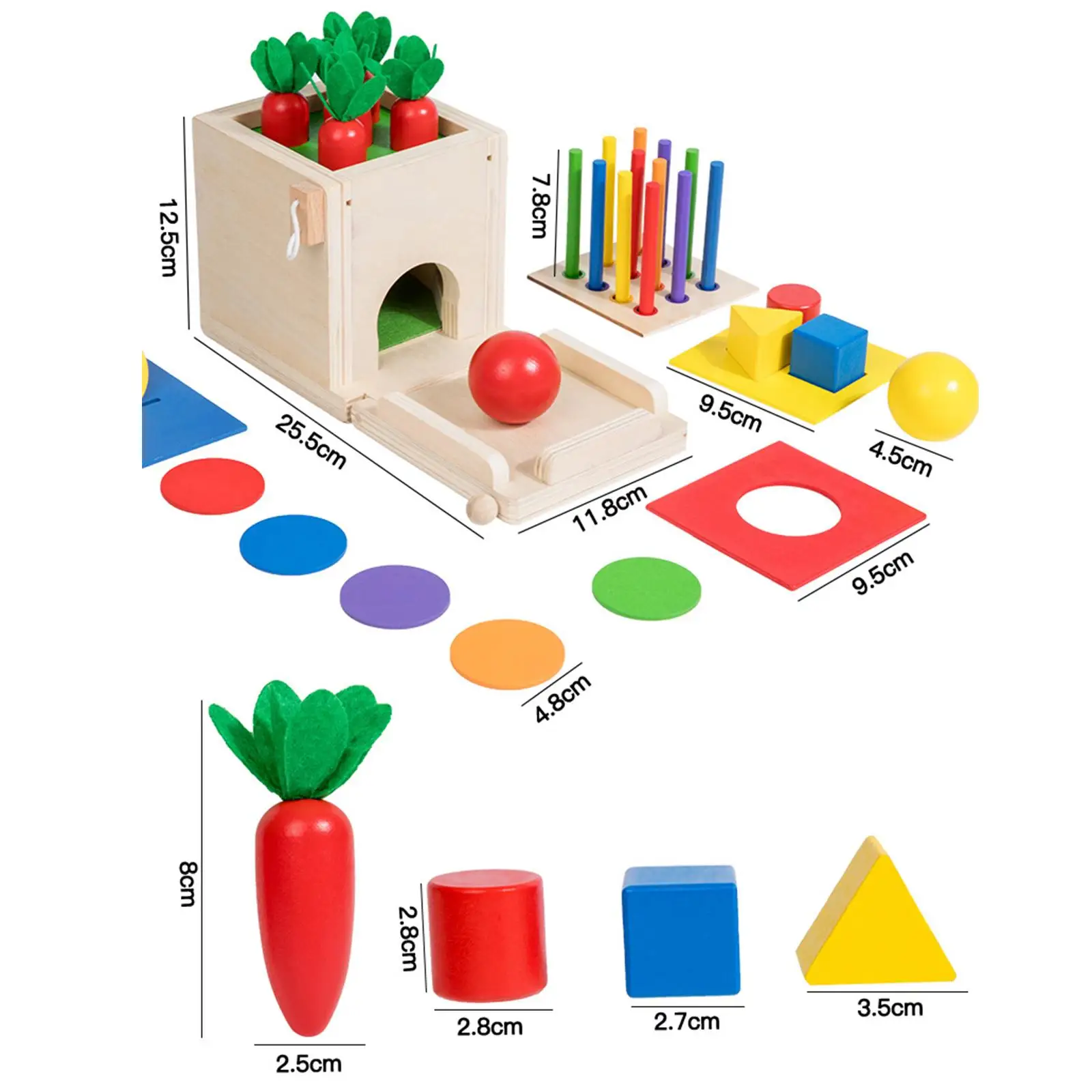 

Wooden Montessori Toys Shape Sorter Object Permanence Box 5 in 1 Coin Box for Kids Children Preschool Baby Infants Boys Girls