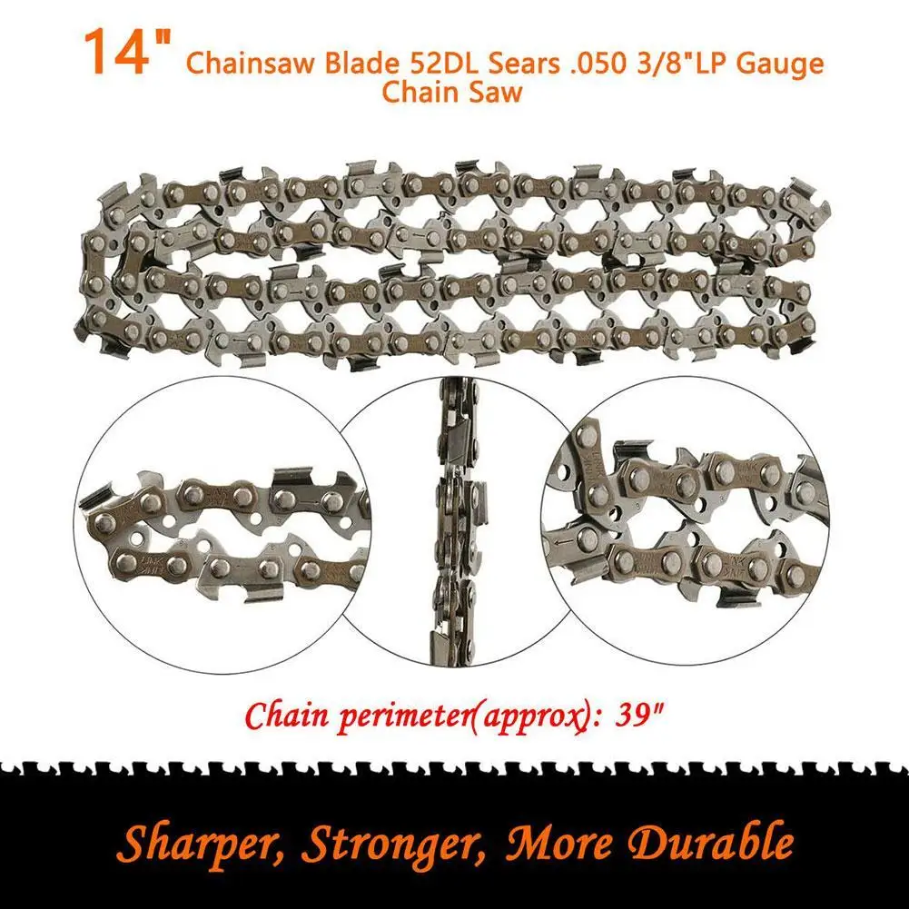 14 Inch Metal Chain Saw 52 Drive Link 3/8 Chain Link Chainsaw Inch Household Feller Pliers Wood Cutting Chainsaw Accessories