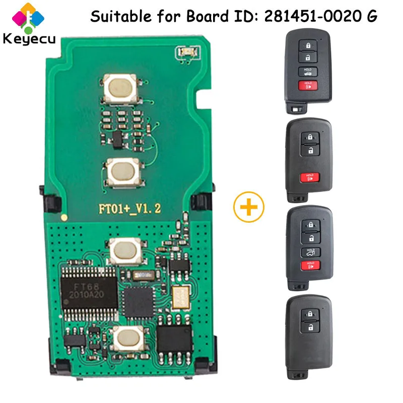 

KEYECU Lonsdor Smart Remote Car Key for Toyota RAV4 Corolla Avalon Camry Prius C V 2012- 2020 Fob Board: 281451-0020, HYQ14FBA