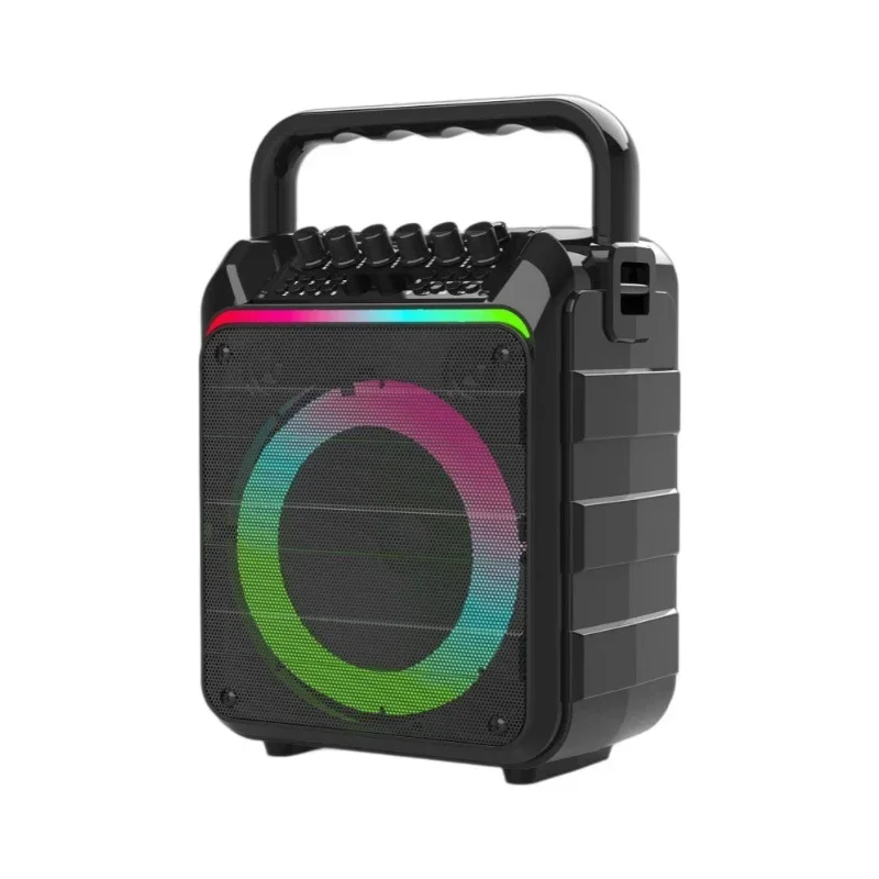 ALYNIC LED Karaoke Machine with Two Wireless Microphones Supports BT USB AUX TF Portable Bluetooth Speaker Adjustment PA System