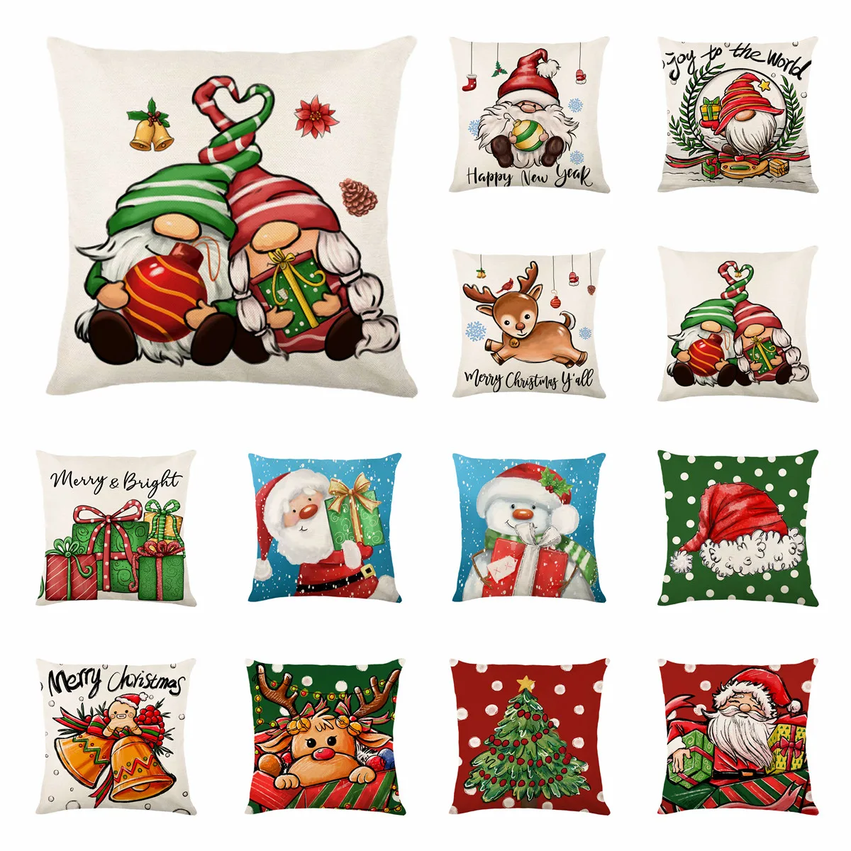 45cm Merry Christmas Cushion Covers Sofa Xmas Pillow Covers Party