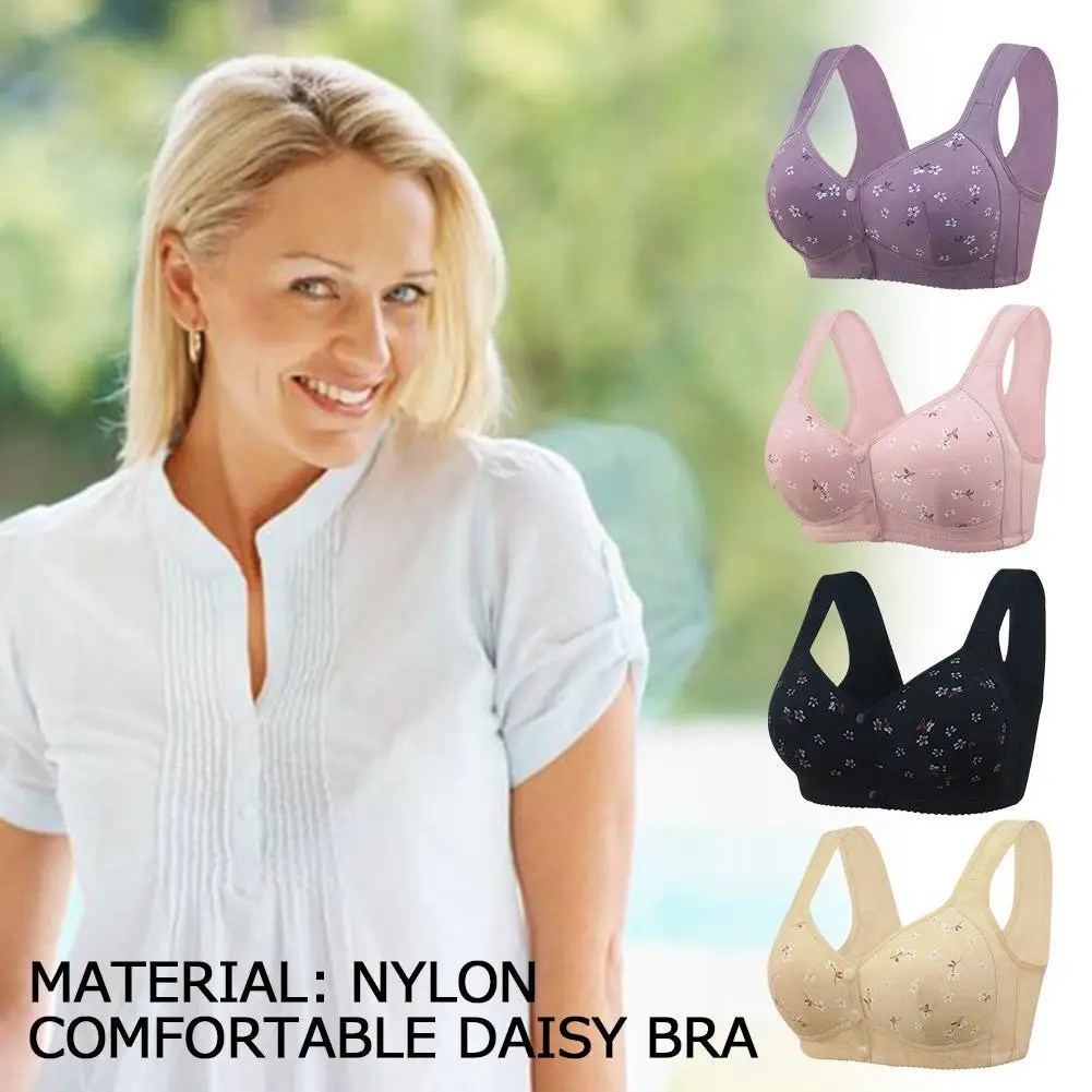 

Charm Daisy Bras Front Snaps Women Wireless Brassiere Front Button Closure Underwear Support Bra Comfortable Sport Bra Plus Size