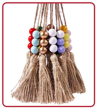 Description Picture 5 of item5pcs Jute Rope Tassels with 3 Wood Beads Hemp Burlap Tassels for Curtain DIY Craft Christmas Tree Home Party Decorations