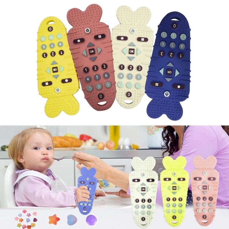 Silicone Teething Toys Grade Silicone Baby Teether Soothing 1Pc Early Educational Sensory Toys for Infant Remote Control Shape
