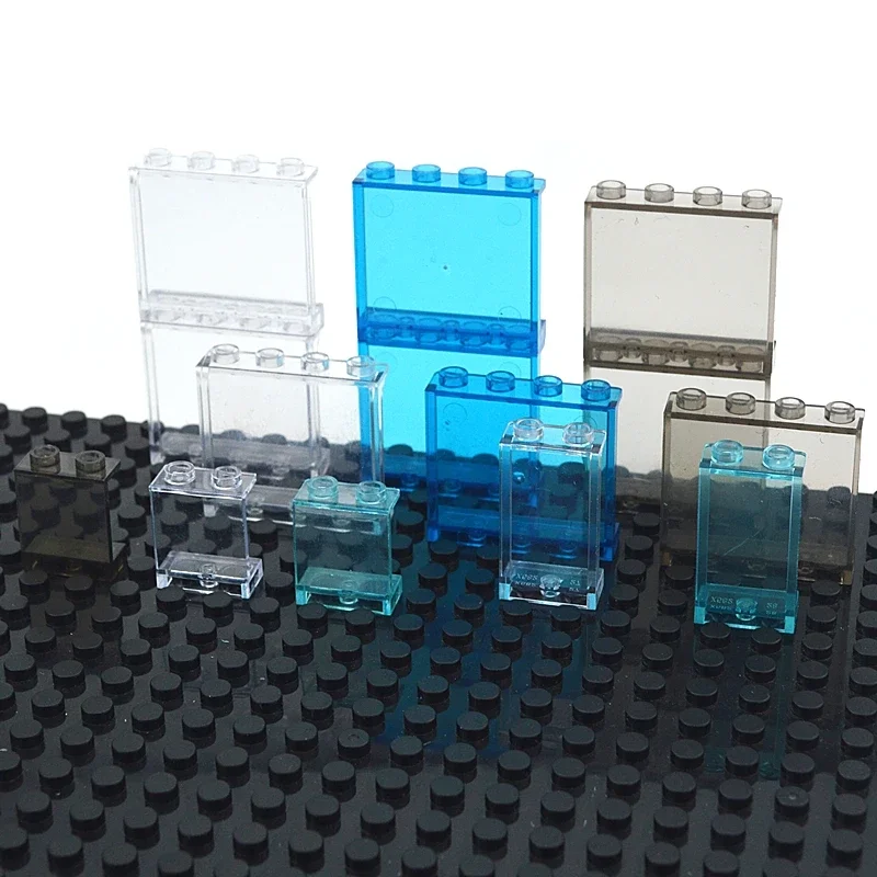 MOC 투명 패널 1x4x3 도트 창 벽 집 건설 액세서리 DIY 하우스 벽돌 장난감 부품 호환 60581 87544