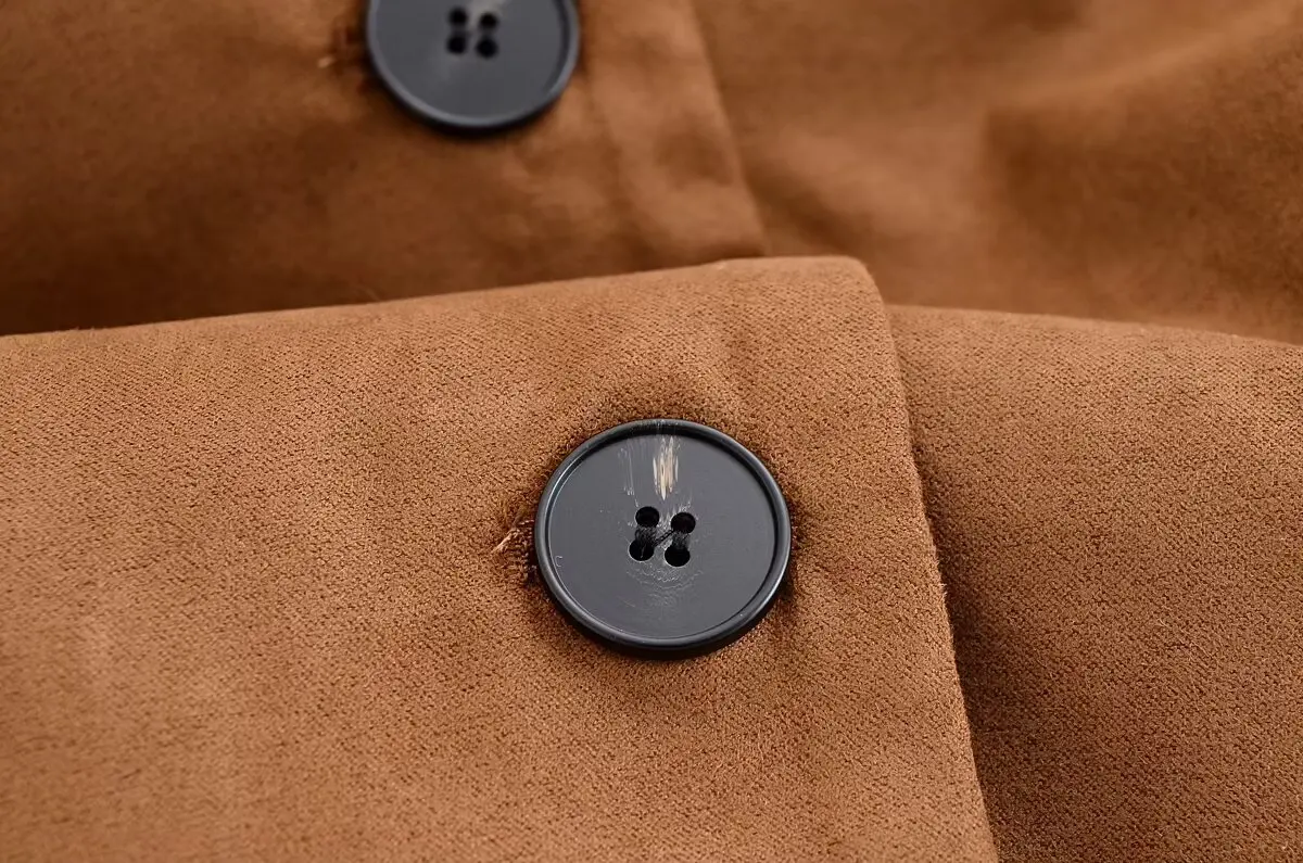 Women's Ruffles Suede Jackets Coat O-Neck Single Breasted Long Sleeve Female Coats Autumn Winter Lady Vintage Outwear Streetwear