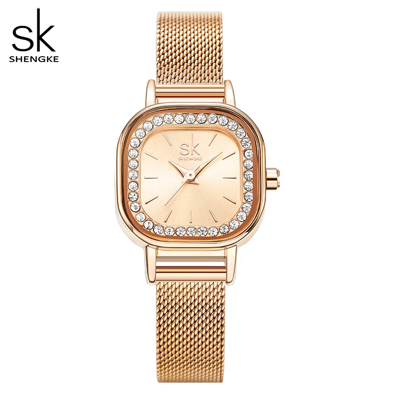 Shengke Fashion Design Golden Women's Quartz Wristwatches New Elegent Woman Watches Top Luxury Ladies Clock Reloj Mujer Montre