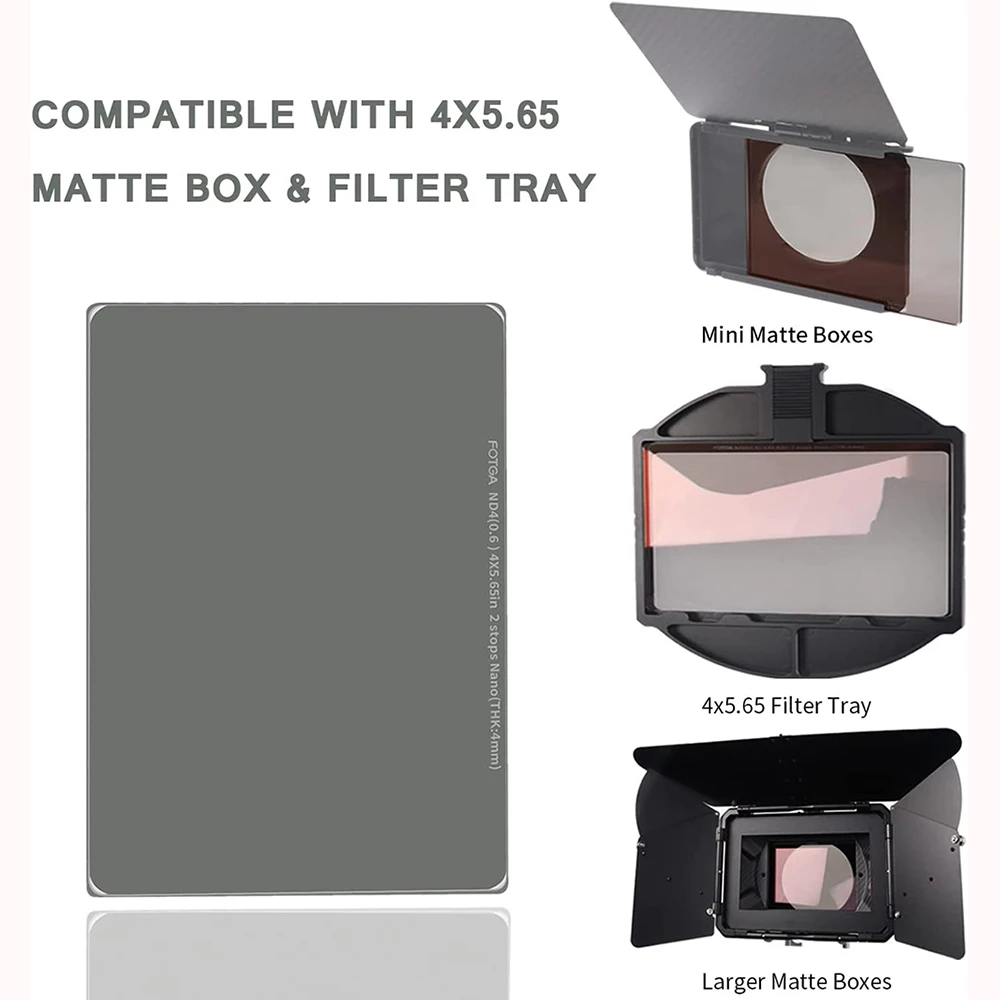 Fotga Square ND Filter ND4/8/ND16/ND64/ND1000 4x5.65 4mm Square Neutral Density Filter Double-sided coated Optical Glass Filter 3