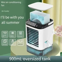 Ventilateur de climatisation portable USB, mini ventilateur de bureau à 3 vitesses, lampe de nuit LED, refroidisseur d'air pour la maison, le bureau, le camping 4