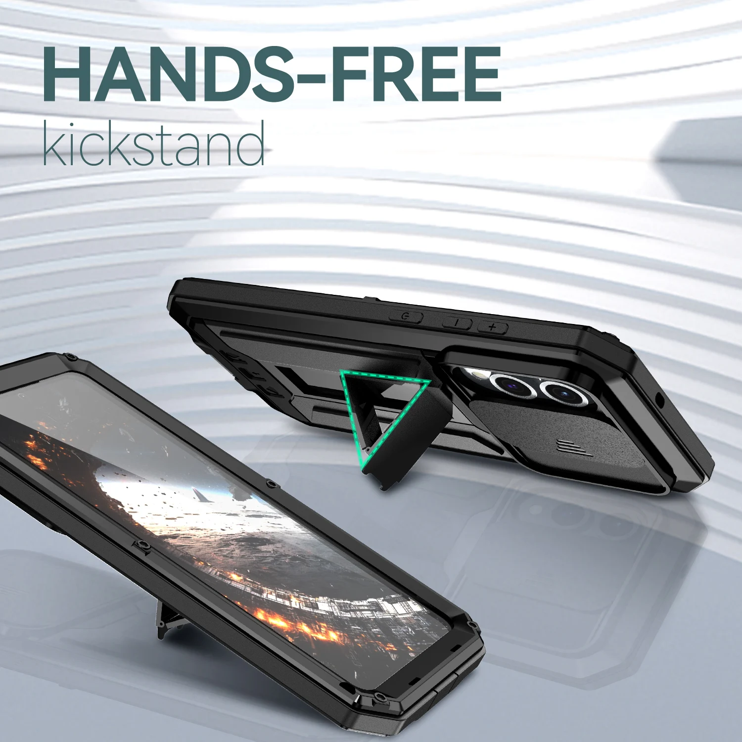 Rugged Armor Shockproof Protective Case with Full Coverage Aluminum Metal Cover
