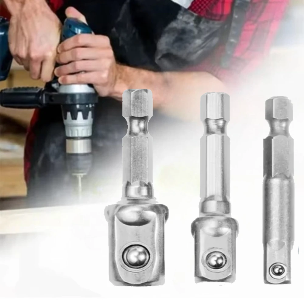ชุดอะแดปเตอร์หัวบล็อกเหล็กโครเมียมวานาเดียมแบบ Shank EX สำหรับดอกสว่านขนาด 1/4 นิ้ว 3/8 นิ้ว 1/2 นิ้ว ชุดดอกสว่านหกเหลี่ยมสำหรับเครื่องมือไฟฟ้า 1