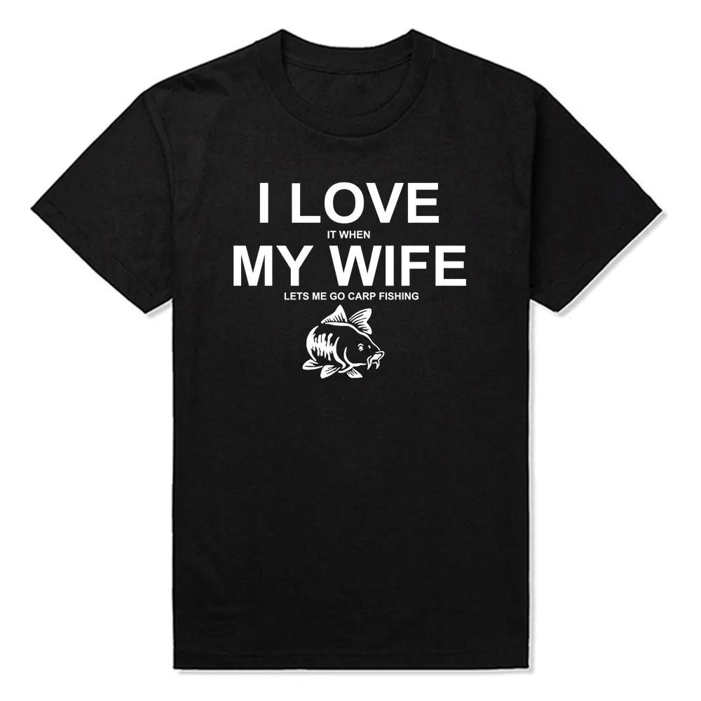 Хлопковая футболка с надписью I Love My Wife Let Me Carp Fishing муж смешная рисунком в стиле