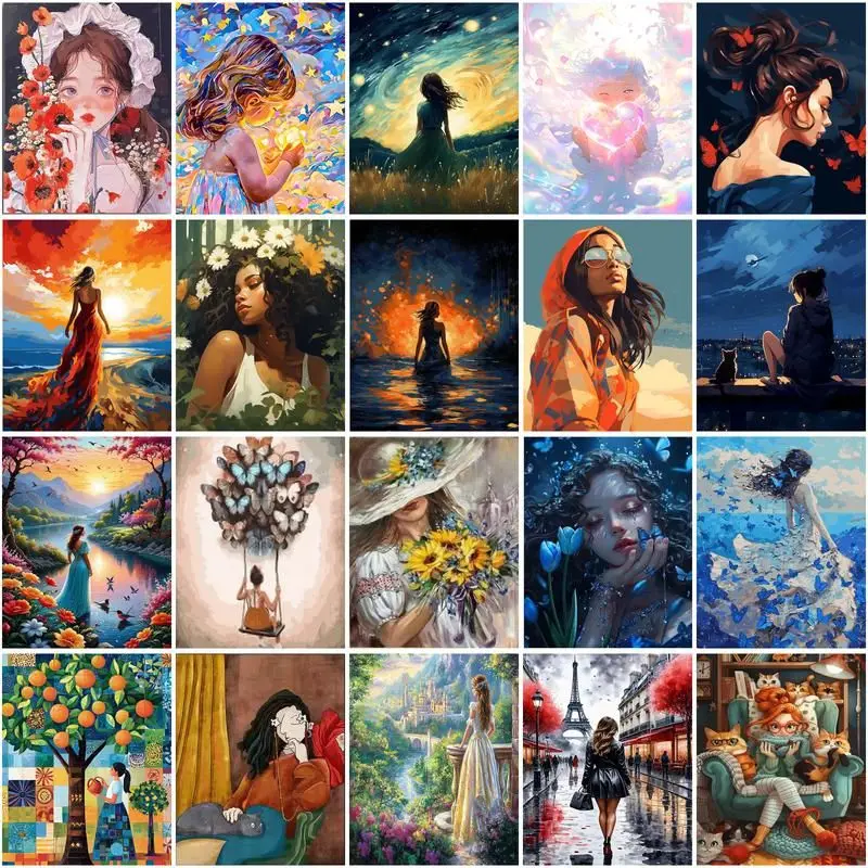 CHENISTORY Paint By Number Woman Drawing On Canvas HandPainted Art Gift DIY Picture By Number Figure Kits Home Decor