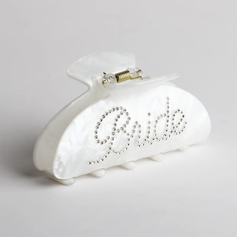 Glitzernde Strass-Haarspangen mit Braut-Schriftzug für Hochzeit, Brautparty, Junggesellinnenabschied, Dekoration und Geschenk – Detail 4