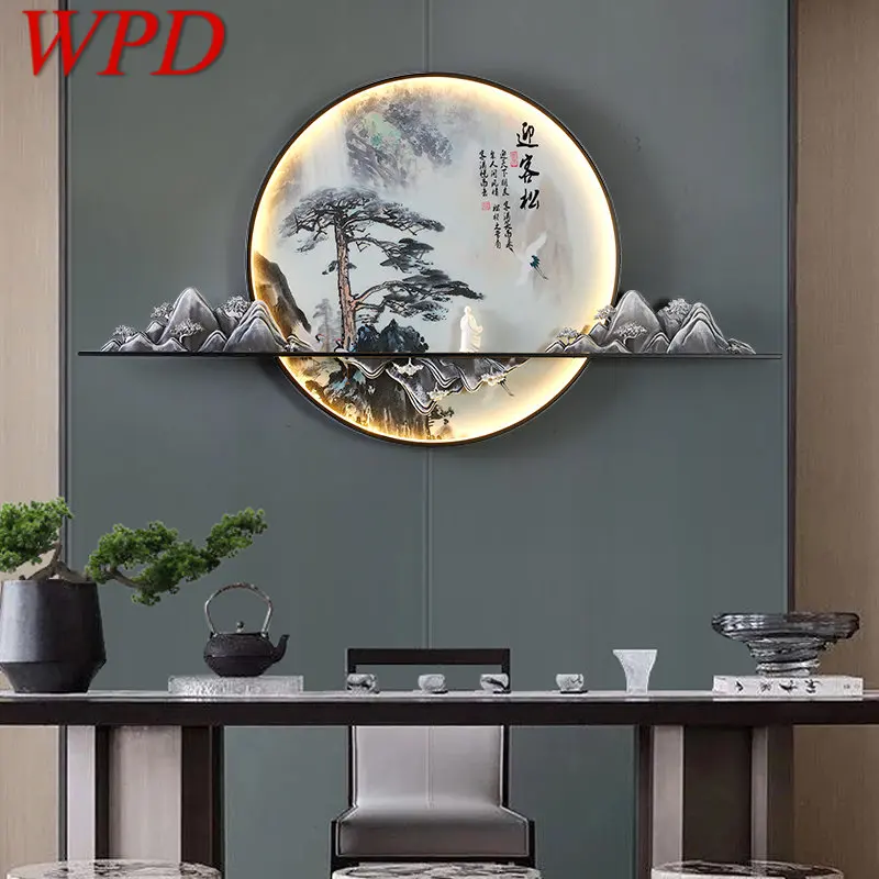 

WPD Modern Wall Picture Lamp Inside Creative Chinese Landscape Mural Background Bedside Sconce LED for Home Living Bedroom