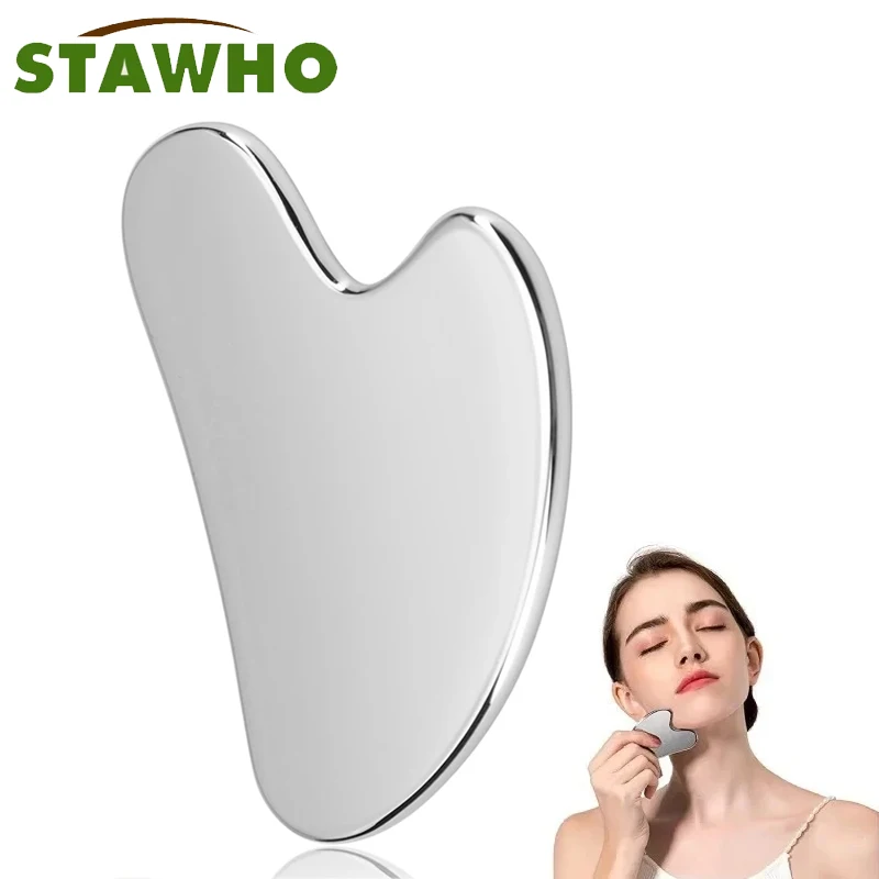 Gua Sha Board Heart Shape Stainless Steel Muscle Massage Tissue Therapy Scraping Plate Promote Blood Circulation Body Relaxation