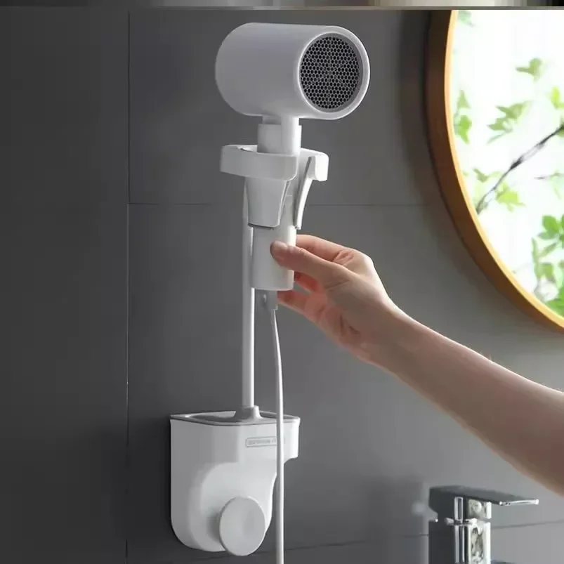 Hands Free Standing Hair Dryer Holder 360 Degree Rotation Bathroom Shelves Storage Rack Universal for Hairdryer Stand Wall Mount hair dryer holder hair tool holder storage rack storage shelf bathroom storage shelf bathroom shelf