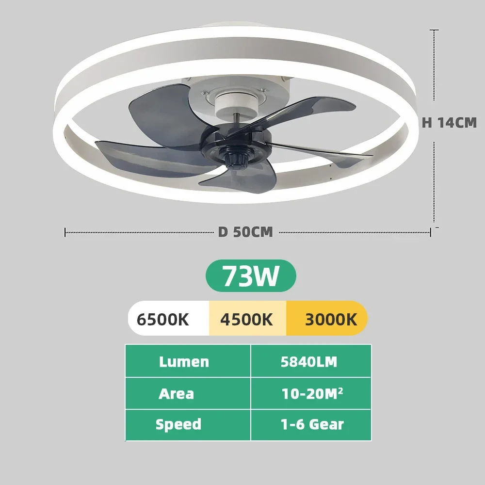 Modern Ceiling Fan (With Lighting) Silent LED Dimmable Ceiling Fan (With Remote Control) for Bedroom Study Dining Room, 6