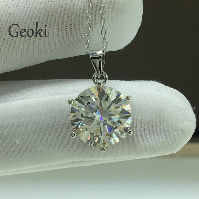 Silver 925 Original 5 Carat Round Brilliant Cut Diamond Test Past D Color Moissanite Wedding Pendant Necklace Gemstone Chain