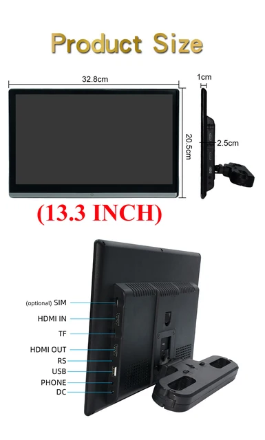 고화질 디스플레이와 편리한 사용을 제공하는 13.3 인치 헤드레스트 5G 와이파이 TV 4K 자동차 모니터