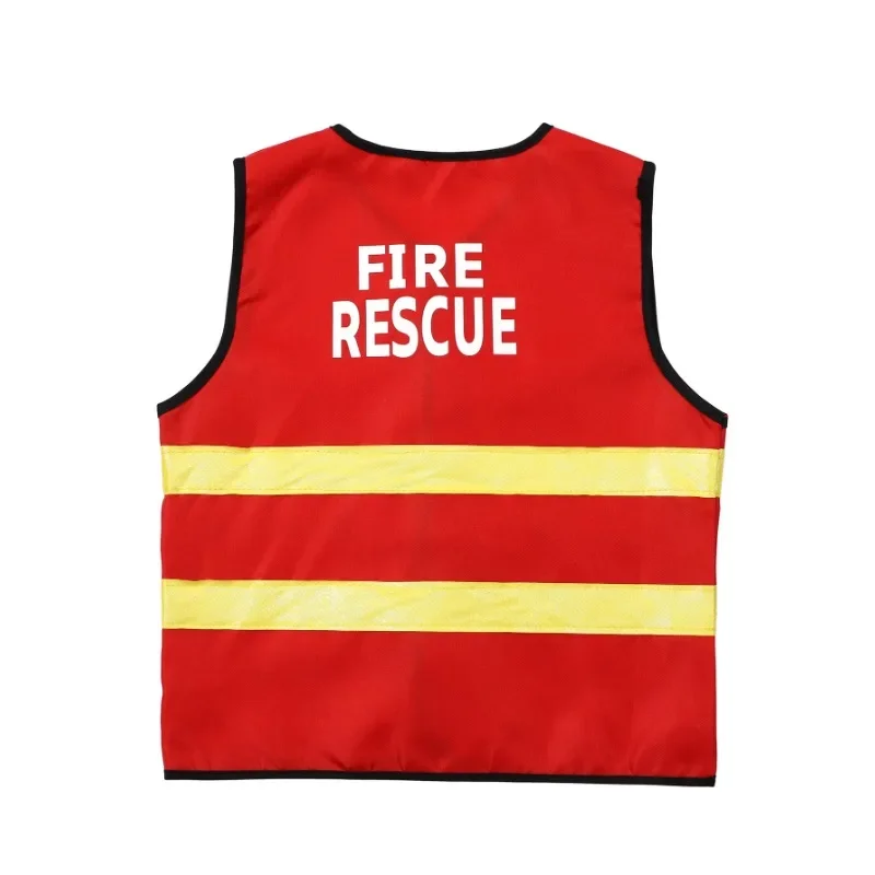 24-Piece Kids Firefighter Costume Set - Dress Up Vest, Hat, Bag & Pullback Firetruck Toys For Boys & Girls