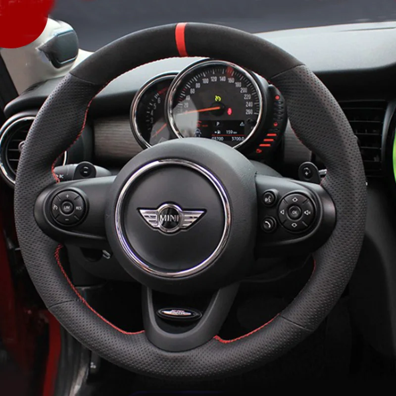 black Leather Hand Sewing Car Steering Wheel Cover for Mini (Hatchback ...
