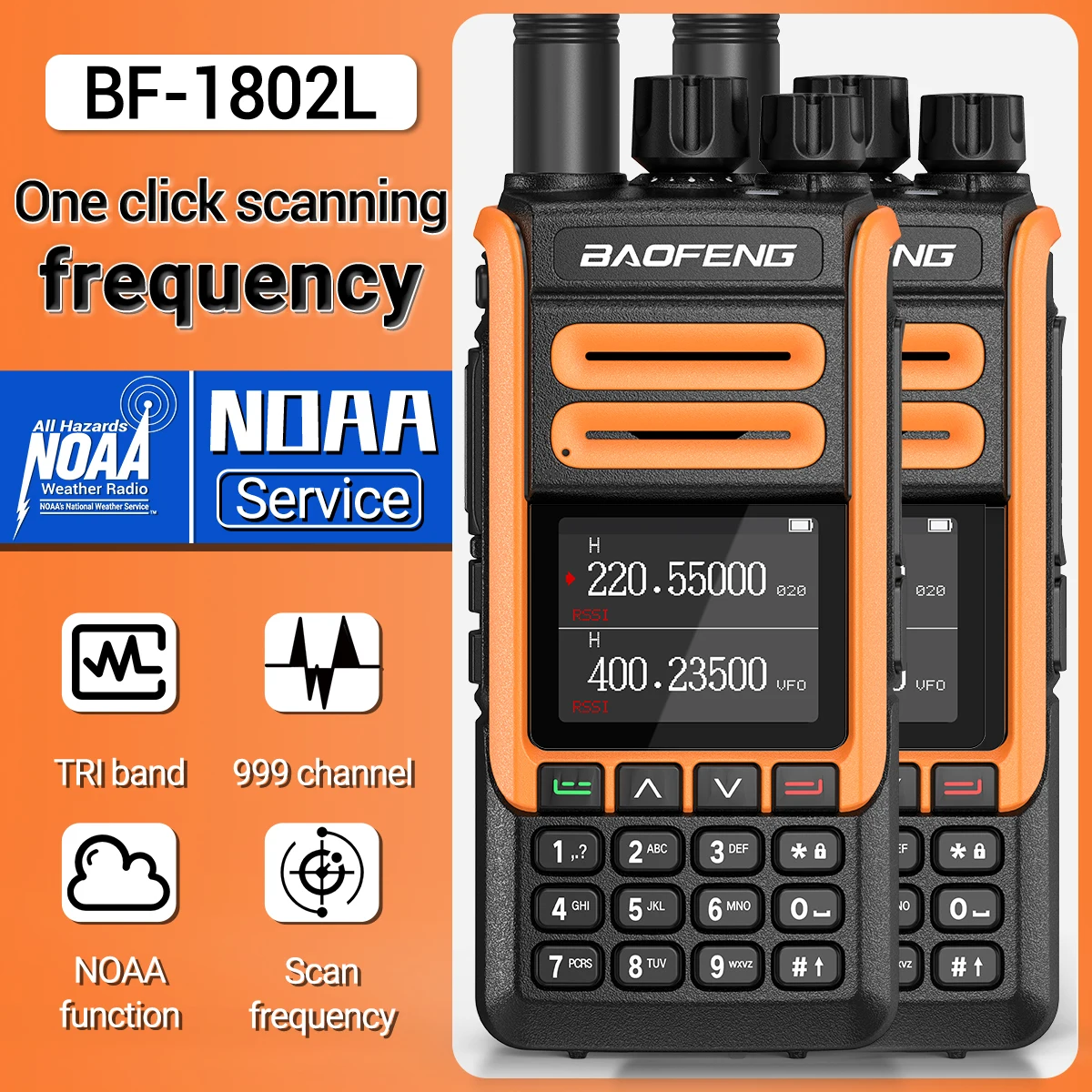 2PCSBAOFENGBF1802LWirelessCopyFrequencyHighPowerLongRange