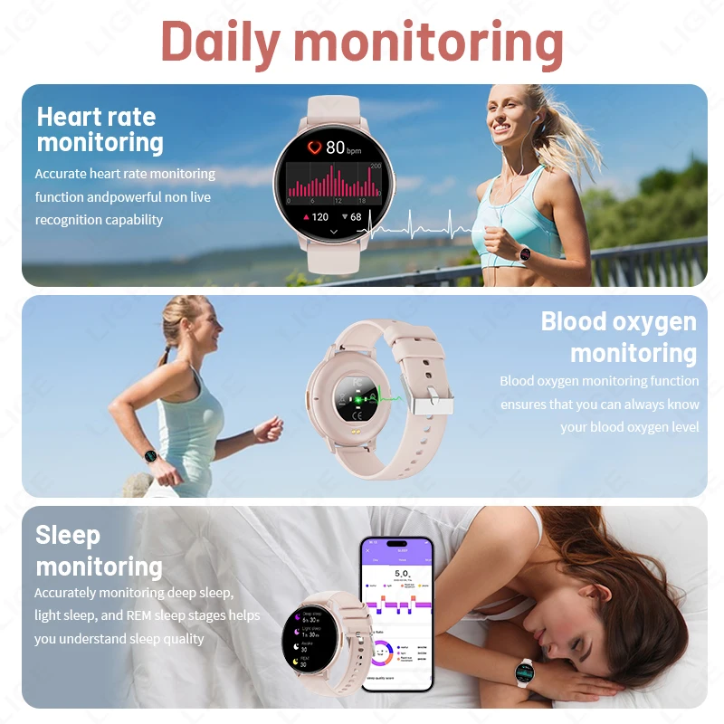 Women Sports Smartwatch 2026 New Bluetooth Call Voice Assistant Heart Rate Monitor IP67 Waterproof Fitness Tracker Smart Watches 4
