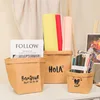 6 pieces Washed kraft paper bags desktop organizer student dormitory refrigerator kitchen storage bag 4