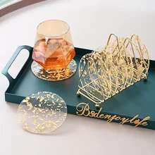 6PCS/Acrylic Light Luxury Gold Foil Set Anti-scalding Nordic Creative Home Insulation Pad