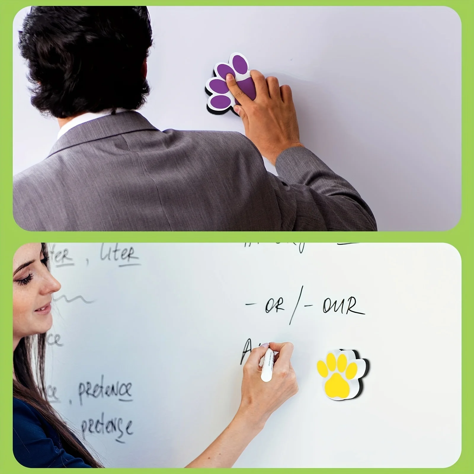 2pcs Magnetic Dry Erase Eraser Paw Shaped Whiteboard Eraser Small Fun Cute Dry for Classroom Students Supplies magnetic whiteboard erasers
