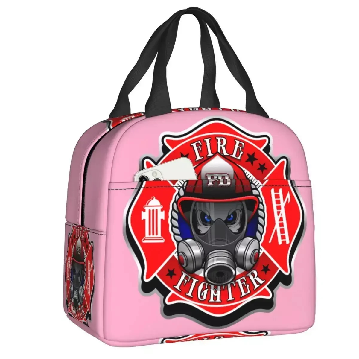 

2024 New Fire Rescue Firefighter Insulated Lunch Bags For School Office Waterproof Cooler Thermal Lunch Box Women Children