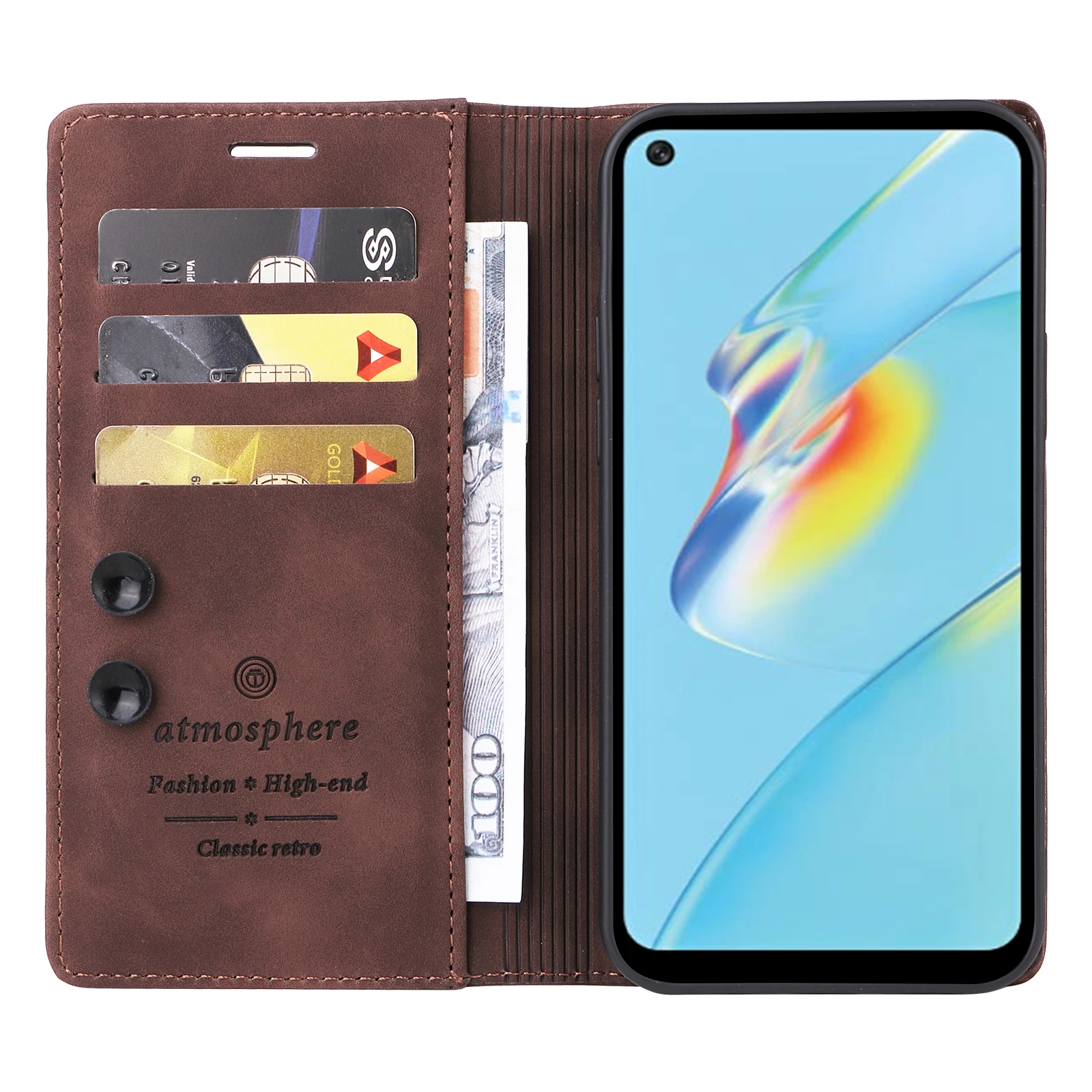 Leather Flip Wallet Phone Case with Stand Feature