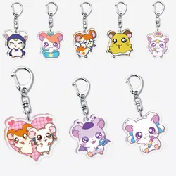 Anime Hamtaro Keychain Cute double sided Custom Acrylic Keychain pendant animation accessories Cartoon Key Ring Gift for Friends