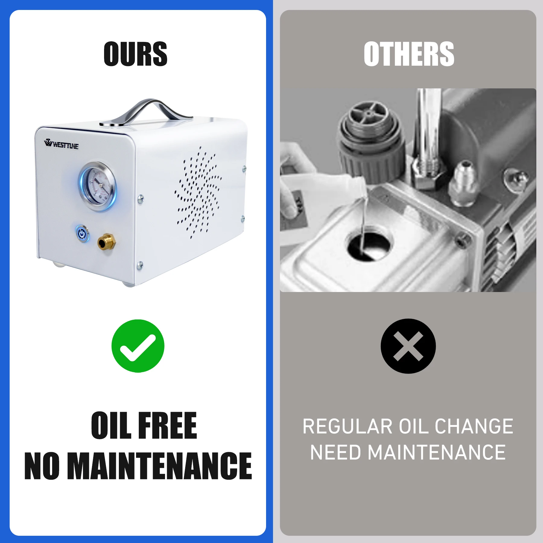 WESTTUNE Lab Diaphragm Vacuum Pump Mini Oil-free Vacuum Filtration Pump Portable Negative Pressure for Laboratory Work 110v