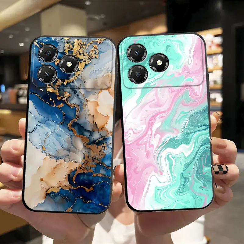 Floral Print Black Silicone Protective Phone Case