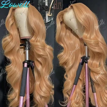 Body Wave Human Hair Wigs 13x6 hd Lace Frontal Wig Honey Blonde Human Hair Wigs 13X4 Lace 27# Colored Human Hair Wigs for Women 1