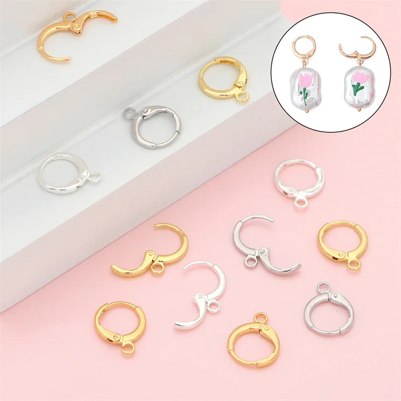 

10pcs Stainless Steel Earring Hooks with Loop Gold Hug Round Ear Post with Open Jump Ring for DIY Jewelry Making Components
