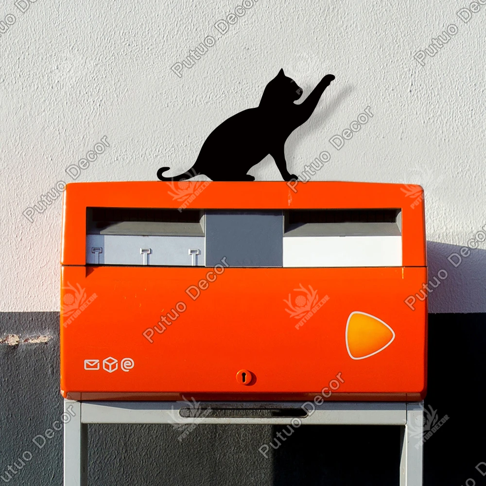 

Putuo Decor Fishing Man Dog Cat Deer Mailbox Topper, Decorative Metal Sign for Home Farmhouse, Gift for parent Dad Mom