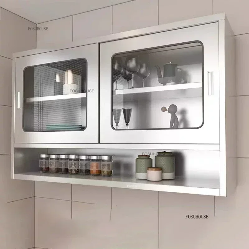Modern Stainless Steel Kitchen Cabinets Creative Home Furniture Kitchen Island Balcony Room Cabinet Wall Mounted Storage Cabinet