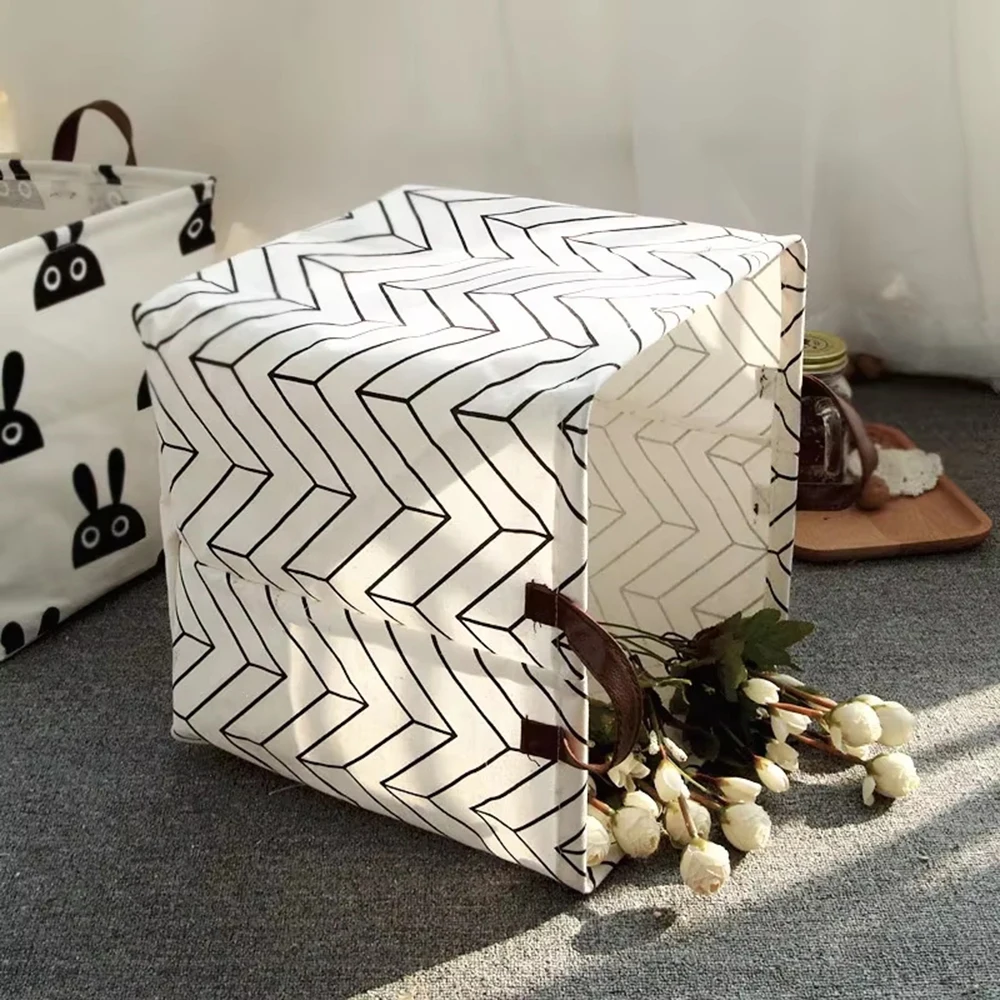 1PC Dirty Clothes Storage Basket Square Folding Toy Storage Basket Household Fabric Quilt Storage Bag 4