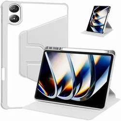 Premium 360° Rotating Acrylic Tablet Case with Pen Slot - Shockproof Smart Cover for Tecno Megapad 11 (GRAY)