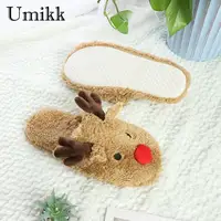 Cute Christmas Reindeer Slippers Non-Slip Winter Slippers Slip-On Slippers Cozy Women Men Breathable Bedroom Slippers 1