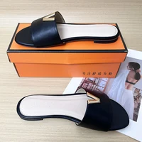 2024 summer new V-shaped metal decoration flat bottomed beach women's fashionable slippers - Image 6