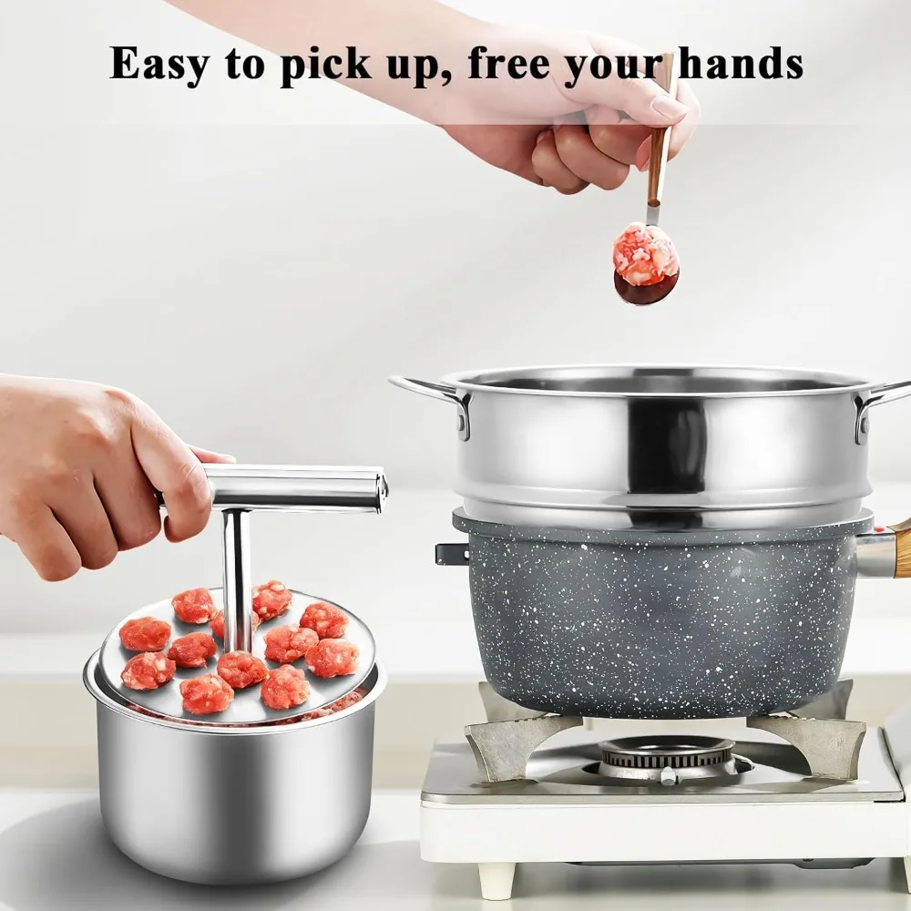 Meatball maker tool stainless steel 6pc press-type mold ergonomic handle dishwasher safe restaurant/home kitchen use