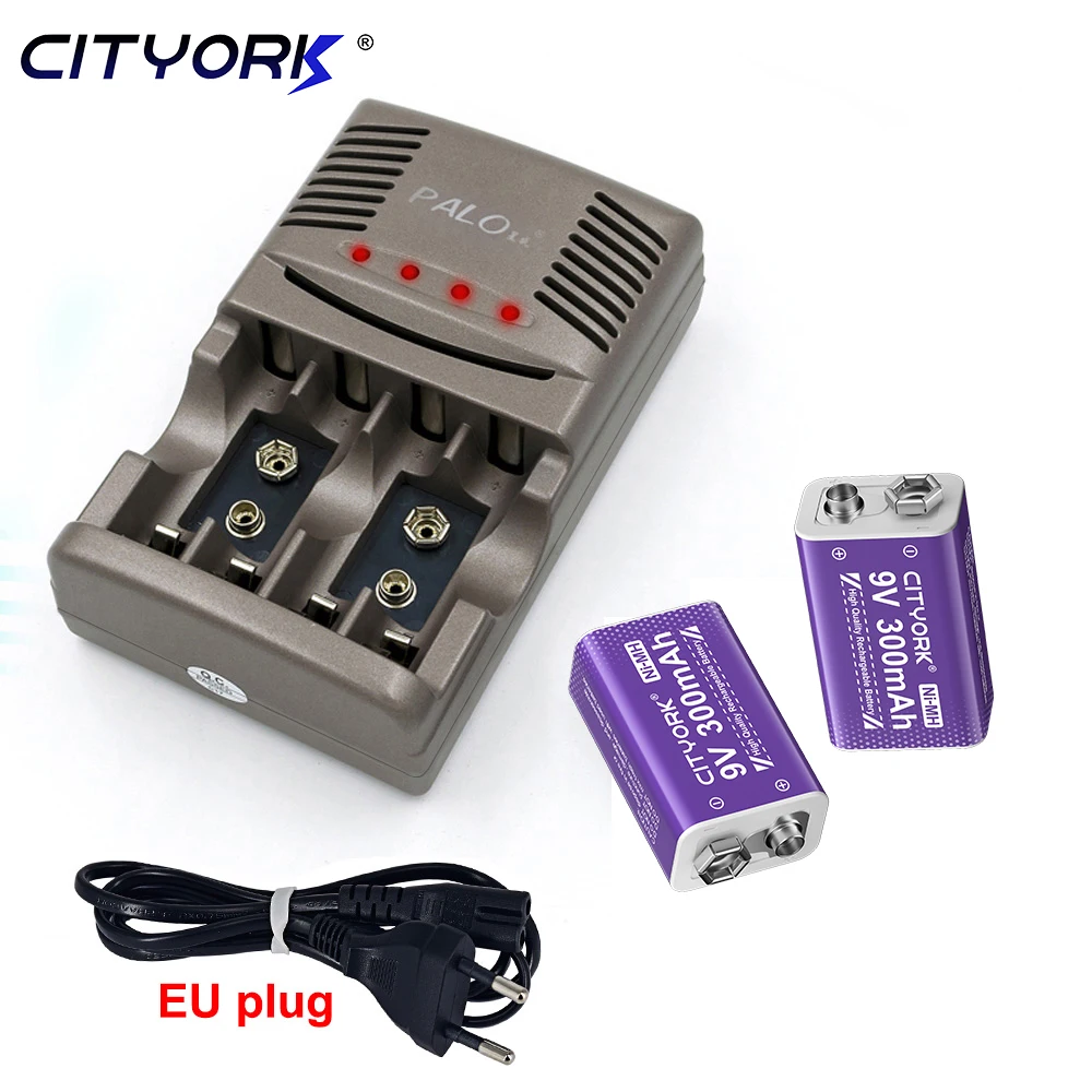 JEMetal-Batterie Rechargeable avec Indicateur LED, Chargeur Intelligent, Multimètre, Microphone, Détecteur de struction ée, Alarme, 9V, 6F22, Nilaissée, 300mAh